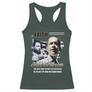 Obama MLK Martin Luther King Jr Racerback Tank Top TS09 Dark Forest Green Print Your Wear