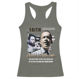 Obama MLK Martin Luther King Jr Racerback Tank Top TS09 Military Green Print Your Wear