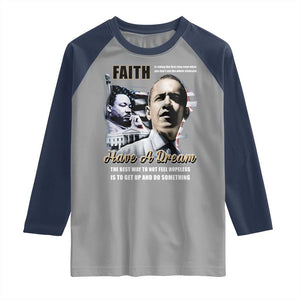 Obama MLK Martin Luther King Jr Raglan Shirt TS09 Sport Gray Navy Print Your Wear