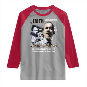 Obama MLK Martin Luther King Jr Raglan Shirt TS09 Sport Gray Red Print Your Wear