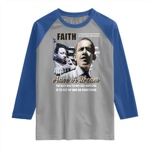 Obama MLK Martin Luther King Jr Raglan Shirt TS09 Sport Gray Royal Print Your Wear