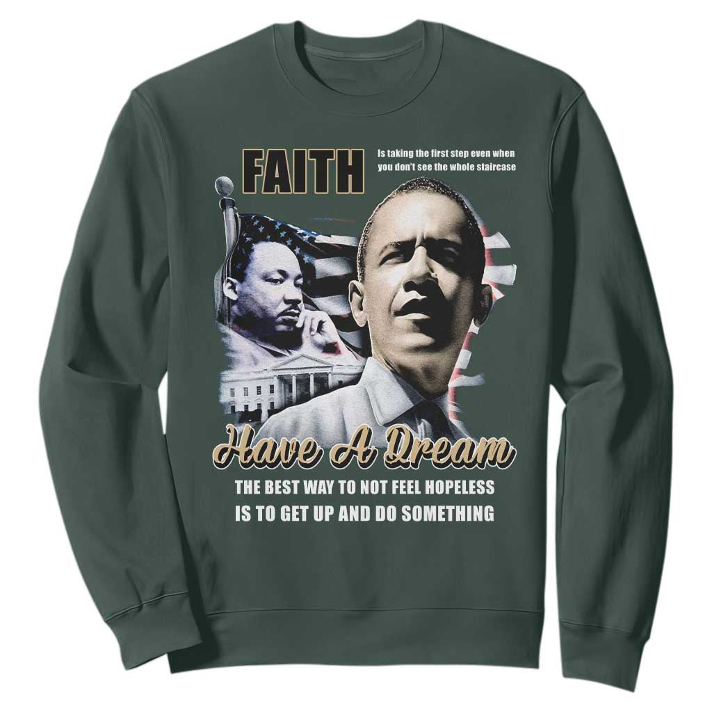 Obama MLK Martin Luther King Jr Sweatshirt TS09 Dark Forest Green Print Your Wear