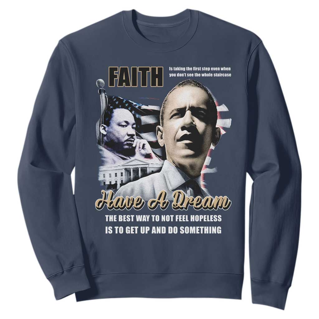 Obama MLK Martin Luther King Jr Sweatshirt TS09 Navy Print Your Wear