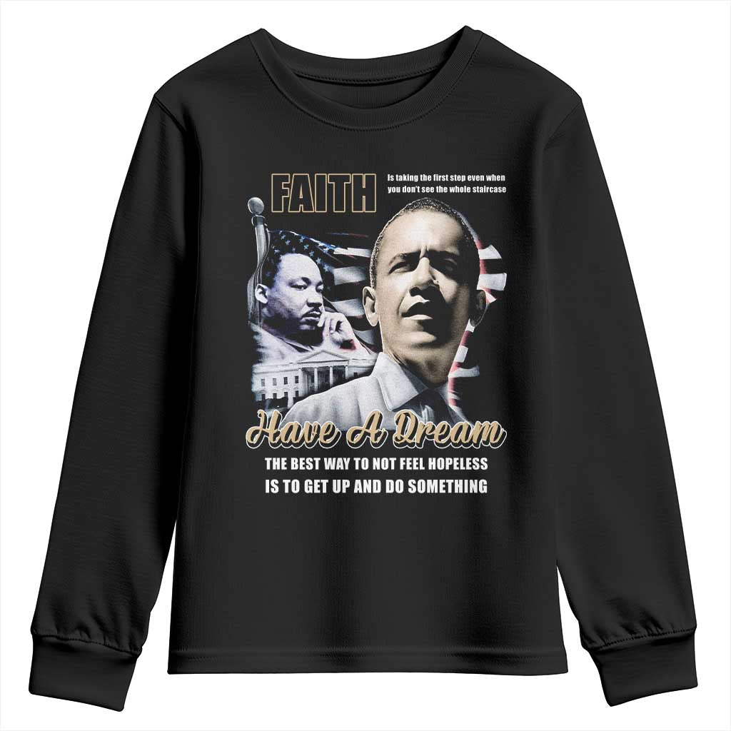 Obama MLK Martin Luther King Jr Youth Sweatshirt TS09 Black Print Your Wear