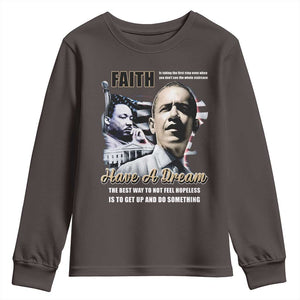 Obama MLK Martin Luther King Jr Youth Sweatshirt TS09 Dark Chocolate Print Your Wear