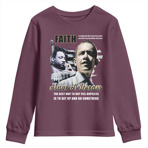 Obama MLK Martin Luther King Jr Youth Sweatshirt TS09 Maroon Print Your Wear