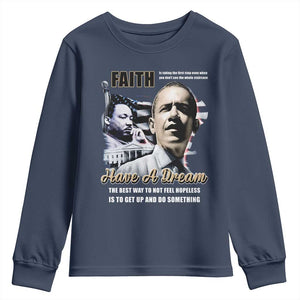 Obama MLK Martin Luther King Jr Youth Sweatshirt TS09 Navy Print Your Wear