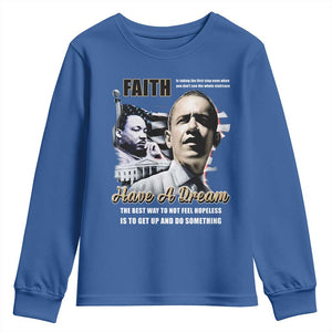 Obama MLK Martin Luther King Jr Youth Sweatshirt TS09 Royal Blue Print Your Wear