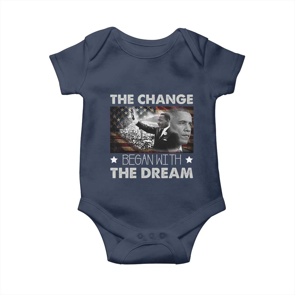 Obama MLK Baby Onesie The Change Began With The Dream TS09 Navy Print Your Wear