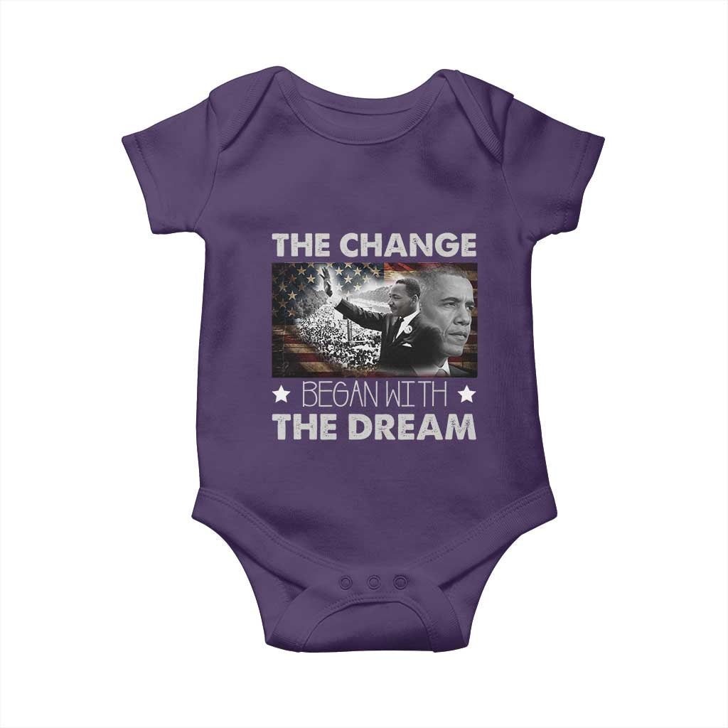Obama MLK Baby Onesie The Change Began With The Dream TS09 Purple Print Your Wear