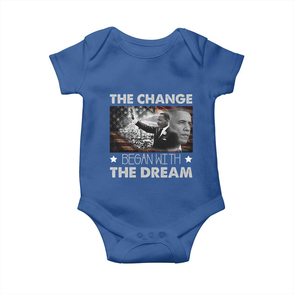 Obama MLK Baby Onesie The Change Began With The Dream TS09 Royal Blue Print Your Wear