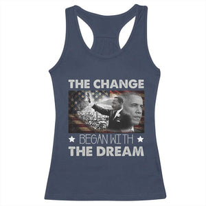 Obama MLK Racerback Tank Top The Change Began With The Dream TS09 Navy Print Your Wear