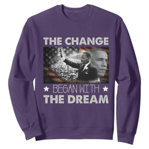 Obama MLK Sweatshirt The Change Began With The Dream TS09 Purple Print Your Wear