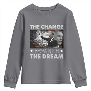 Obama MLK Youth Sweatshirt The Change Began With The Dream TS09 Charcoal Print Your Wear