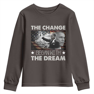 Obama MLK Youth Sweatshirt The Change Began With The Dream TS09 Dark Chocolate Print Your Wear