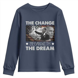 Obama MLK Youth Sweatshirt The Change Began With The Dream TS09 Navy Print Your Wear