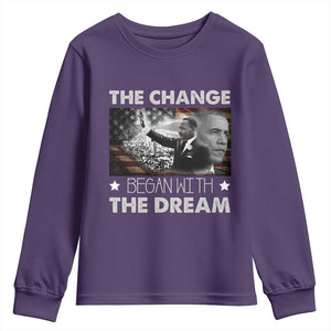 Obama MLK Youth Sweatshirt The Change Began With The Dream TS09 Purple Print Your Wear