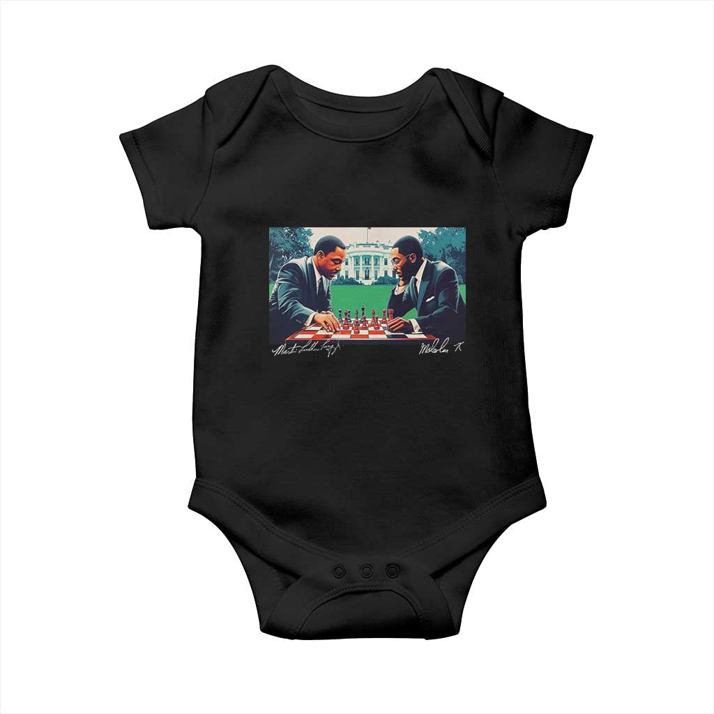 Martin Luther King Jr Malcolm X Baby Onesie Playing Chess White House Black History TS09 Black Print Your Wear