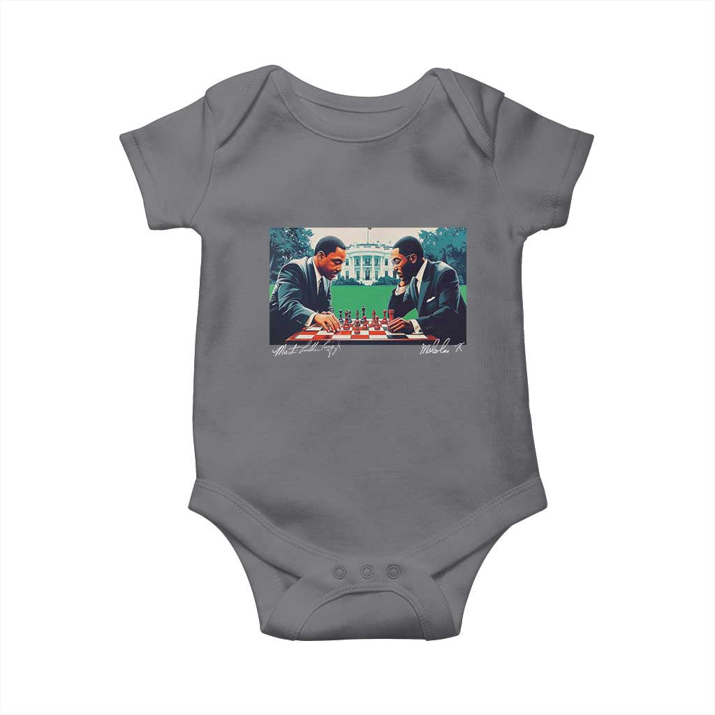 Martin Luther King Jr Malcolm X Baby Onesie Playing Chess White House Black History TS09 Charcoal Print Your Wear