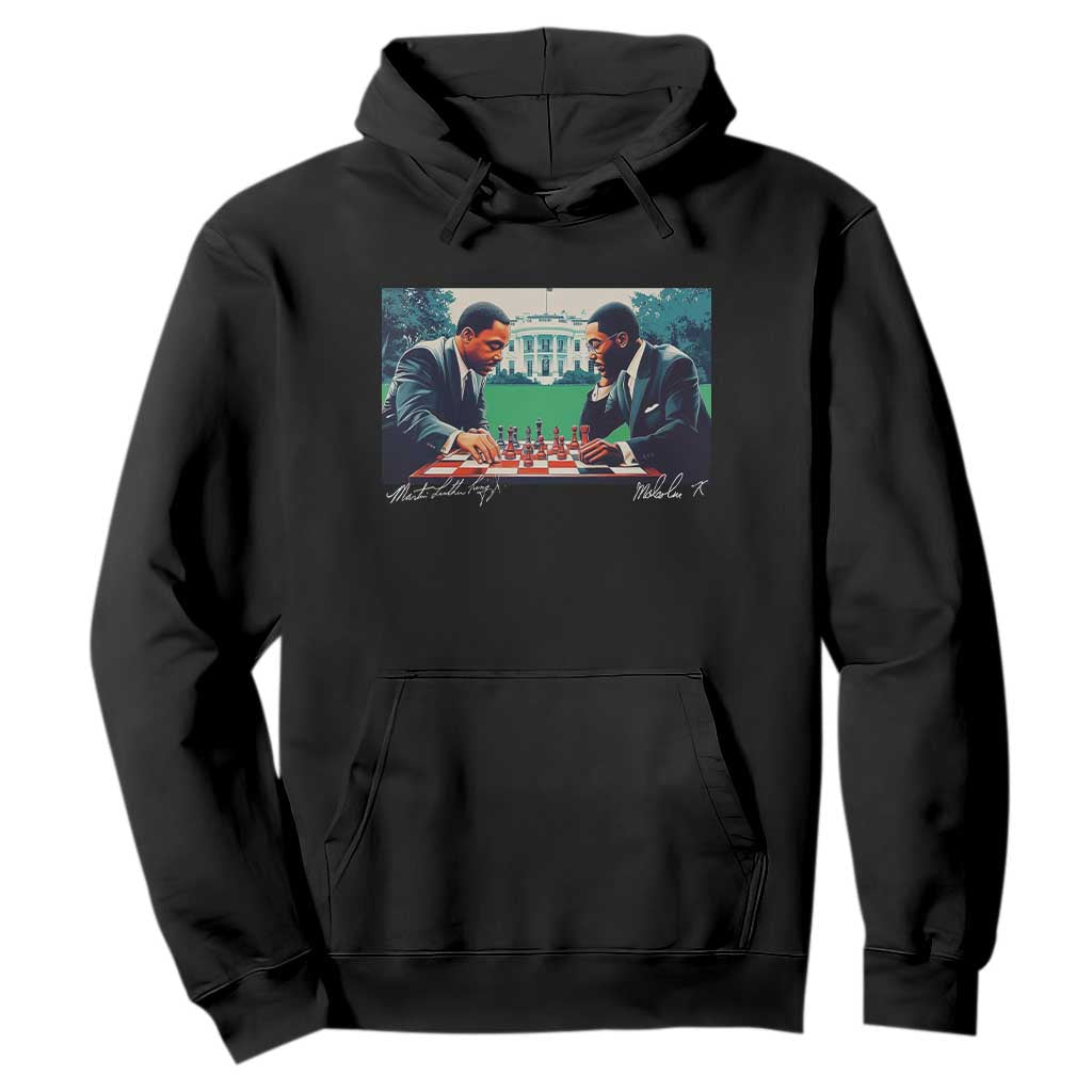 Martin Luther King Jr Malcolm X Hoodie Playing Chess White House Black History TS09 Black Print Your Wear