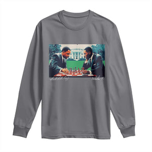 Martin Luther King Jr Malcolm X Long Sleeve Shirt Playing Chess White House Black History TS09 Charcoal Print Your Wear