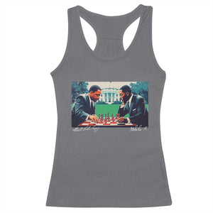 Martin Luther King Jr Malcolm X Racerback Tank Top Playing Chess White House Black History TS09 Charcoal Print Your Wear
