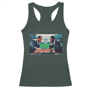 Martin Luther King Jr Malcolm X Racerback Tank Top Playing Chess White House Black History TS09 Dark Forest Green Print Your Wear