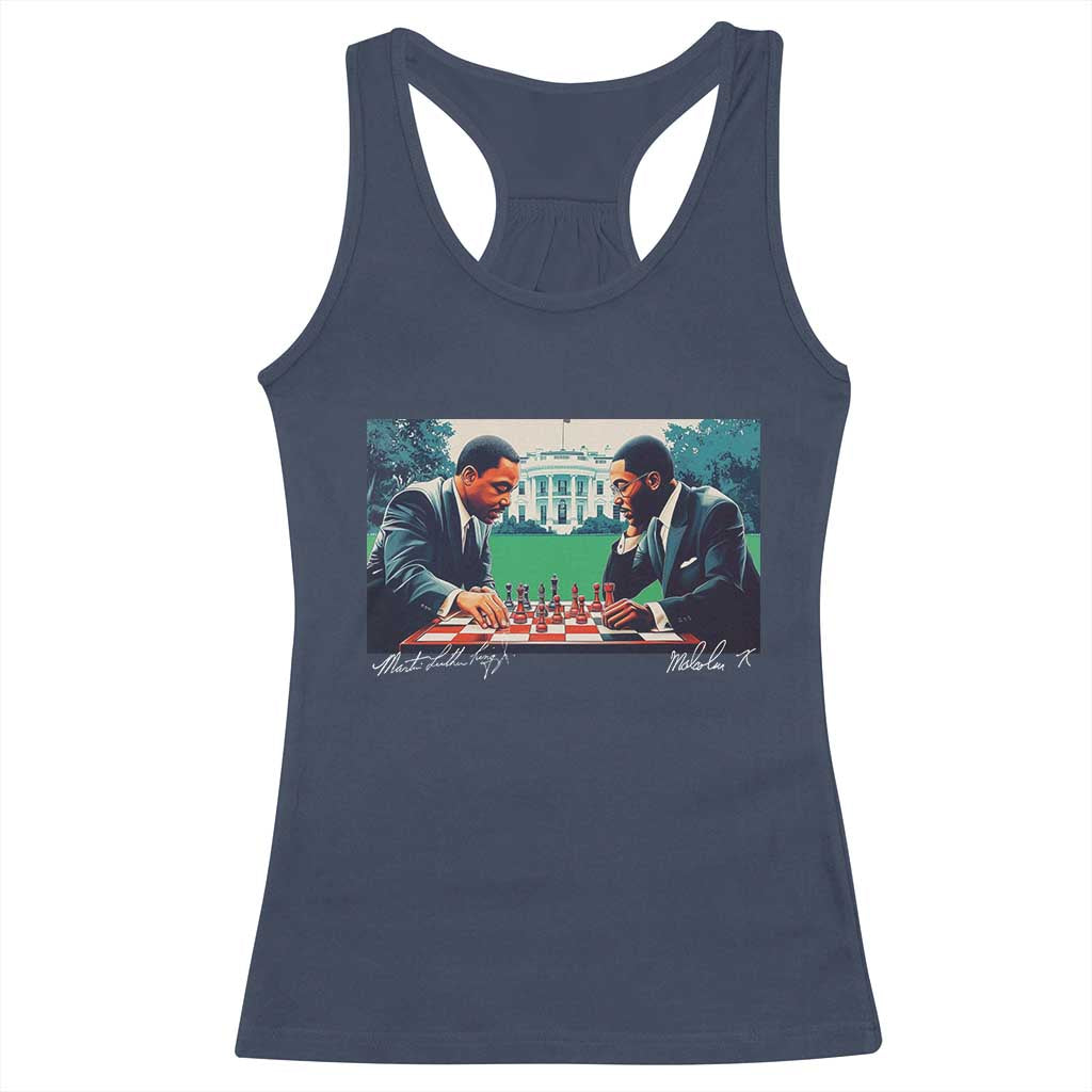 Martin Luther King Jr Malcolm X Racerback Tank Top Playing Chess White House Black History TS09 Navy Print Your Wear