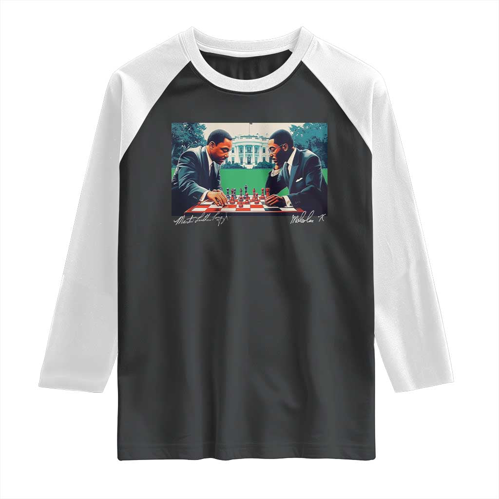 Martin Luther King Jr Malcolm X Raglan Shirt Playing Chess White House Black History TS09 Black White Print Your Wear