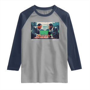 Martin Luther King Jr Malcolm X Raglan Shirt Playing Chess White House Black History TS09 Sport Gray Navy Print Your Wear