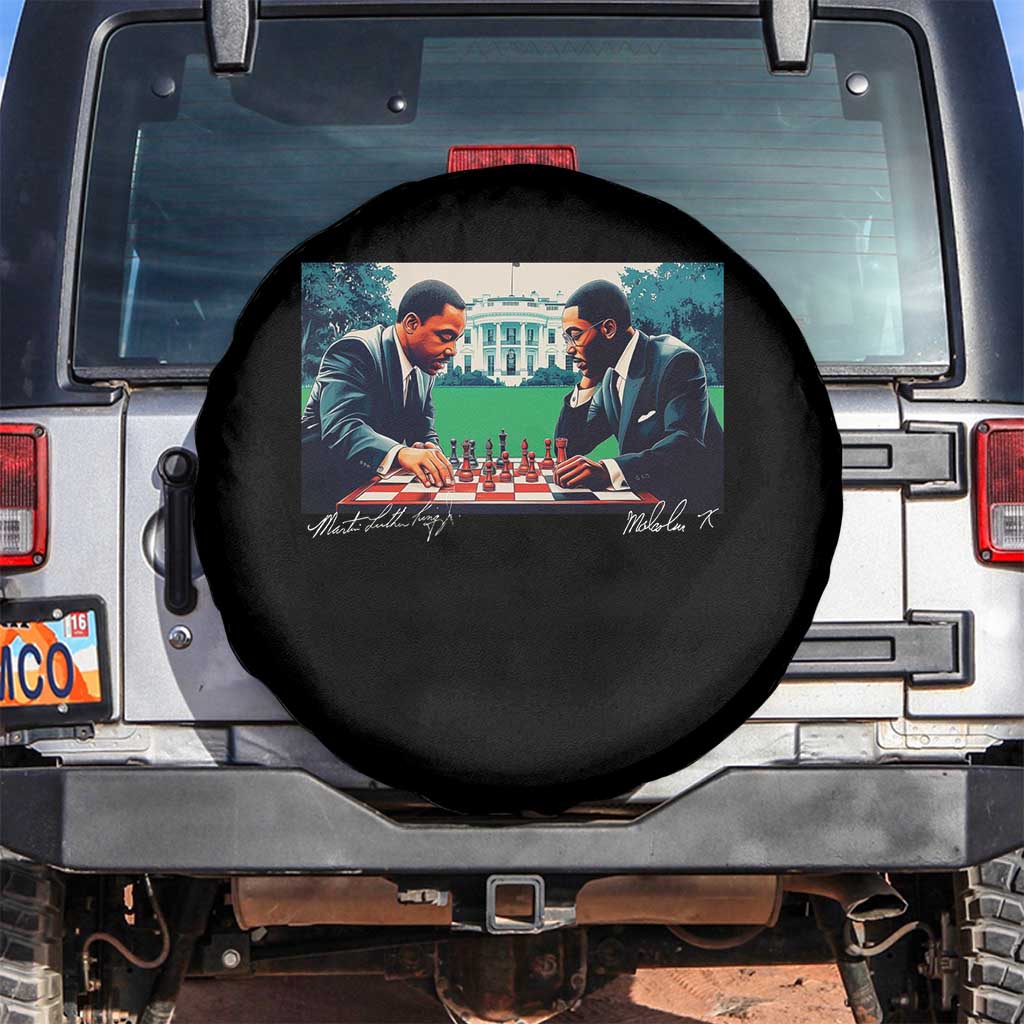 Martin Luther King Jr Malcolm X Spare Tire Cover Playing Chess White House Black History TS09 No hole Black Print Your Wear