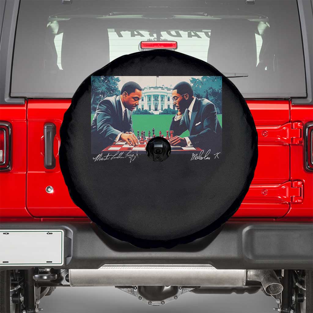 Martin Luther King Jr Malcolm X Spare Tire Cover Playing Chess White House Black History TS09 Black Print Your Wear