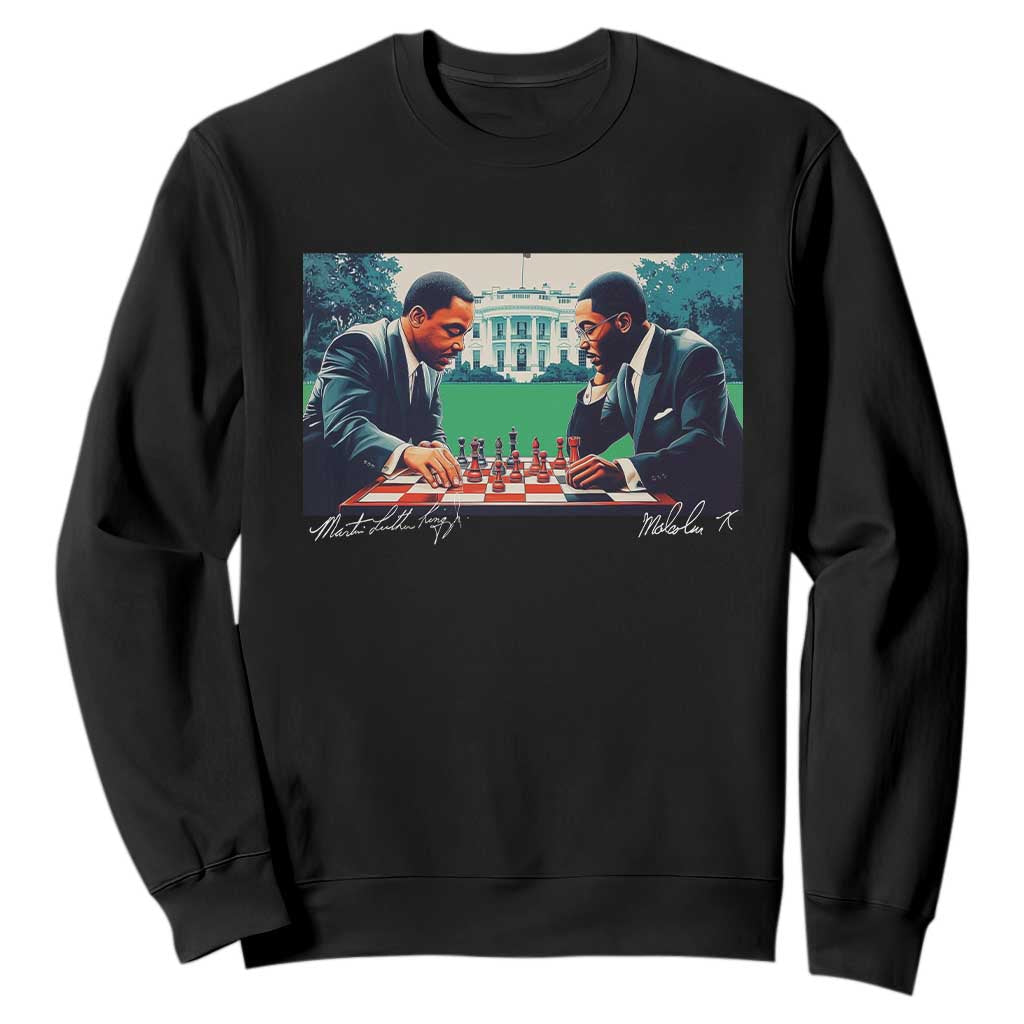 Martin Luther King Jr Malcolm X Sweatshirt Playing Chess White House Black History TS09 Black Print Your Wear