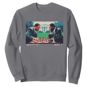 Martin Luther King Jr Malcolm X Sweatshirt Playing Chess White House Black History TS09 Charcoal Print Your Wear