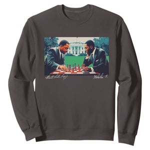 Martin Luther King Jr Malcolm X Sweatshirt Playing Chess White House Black History TS09 Dark Chocolate Print Your Wear