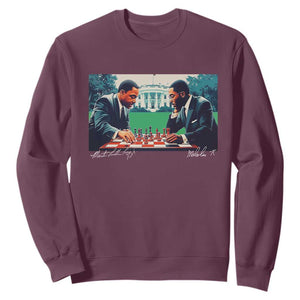 Martin Luther King Jr Malcolm X Sweatshirt Playing Chess White House Black History TS09 Maroon Print Your Wear