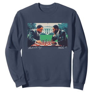 Martin Luther King Jr Malcolm X Sweatshirt Playing Chess White House Black History TS09 Navy Print Your Wear