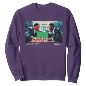 Martin Luther King Jr Malcolm X Sweatshirt Playing Chess White House Black History TS09 Purple Print Your Wear