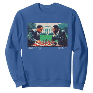 Martin Luther King Jr Malcolm X Sweatshirt Playing Chess White House Black History TS09 Royal Blue Print Your Wear