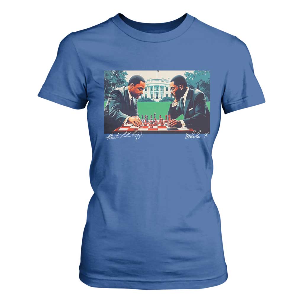 Martin Luther King Jr Malcolm X T Shirt For Women Playing Chess White House Black History TS09 Royal Blue Print Your Wear