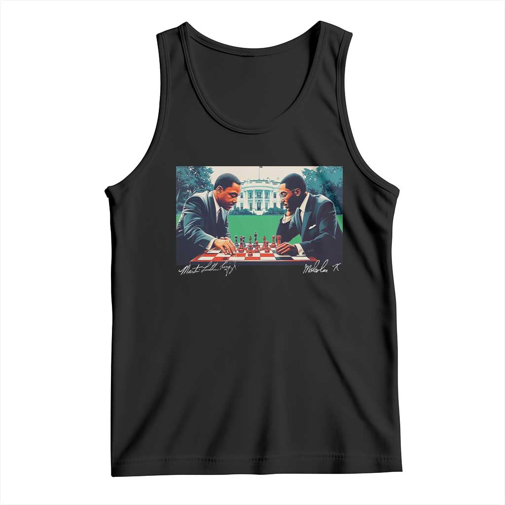Martin Luther King Jr Malcolm X Tank Top Playing Chess White House Black History TS09 Black Print Your Wear