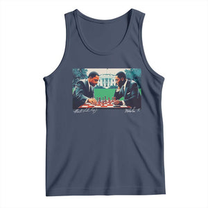 Martin Luther King Jr Malcolm X Tank Top Playing Chess White House Black History TS09 Navy Print Your Wear