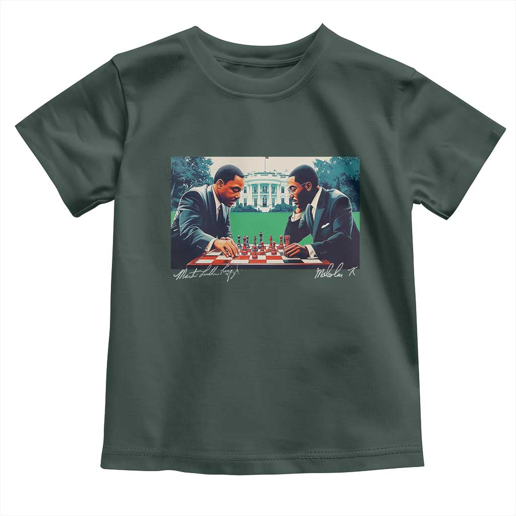 Martin Luther King Jr Malcolm X Toddler T Shirt Playing Chess White House Black History TS09 Dark Forest Green Print Your Wear