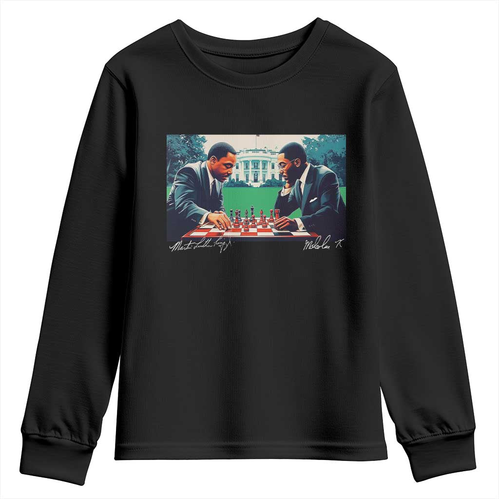 Martin Luther King Jr Malcolm X Youth Sweatshirt Playing Chess White House Black History TS09 Black Print Your Wear