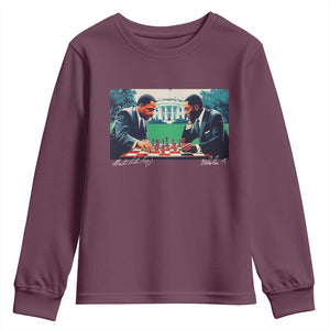 Martin Luther King Jr Malcolm X Youth Sweatshirt Playing Chess White House Black History TS09 Maroon Print Your Wear