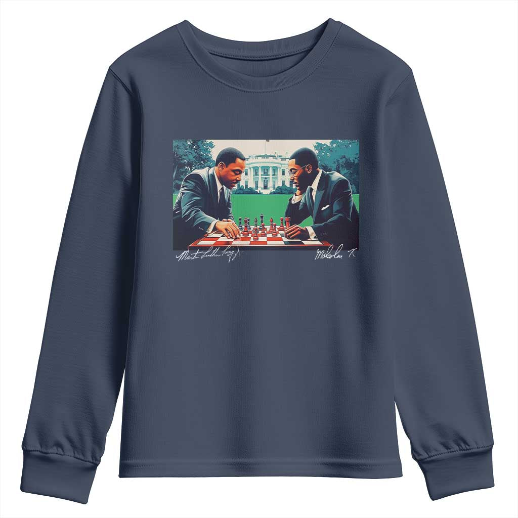 Martin Luther King Jr Malcolm X Youth Sweatshirt Playing Chess White House Black History TS09 Navy Print Your Wear