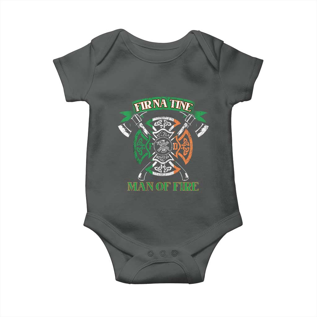 Irish Firefighter Baby Onesie Fir Na Tine Man Of Fire TS09 Dark Heather Print Your Wear