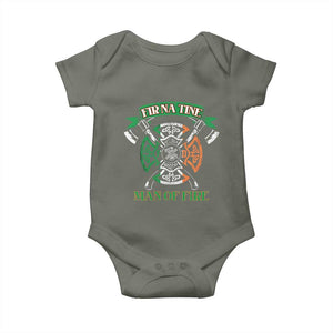 Irish Firefighter Baby Onesie Fir Na Tine Man Of Fire TS09 Military Green Print Your Wear