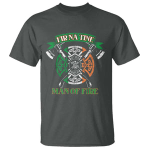 Irish Firefighter T Shirt Fir Na Tine Man Of Fire TS09 Dark Heather Print Your Wear