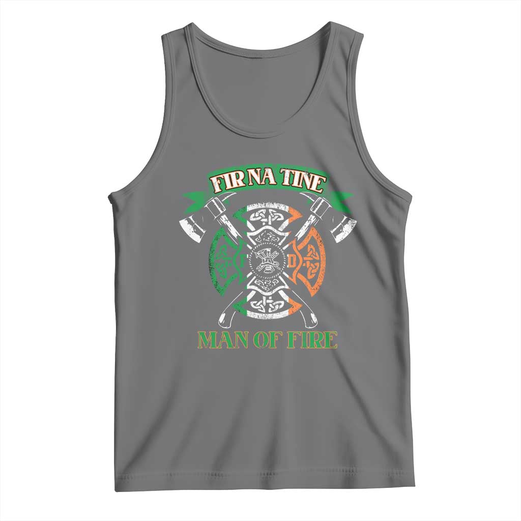 Irish Firefighter Tank Top Fir Na Tine Man Of Fire TS09 Black Heather Print Your Wear